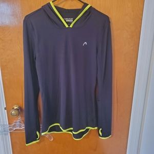 Sz M Head Black and Lime Hooded Pullover